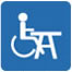 Accessible Picnic Areas icon with wheelchair user (ISA) seated at picnic table